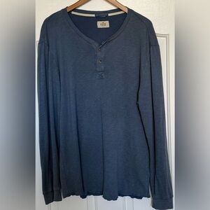 Marine Layer 🌅 Large Blue Long Sleeve Henley Soft Cali Tee